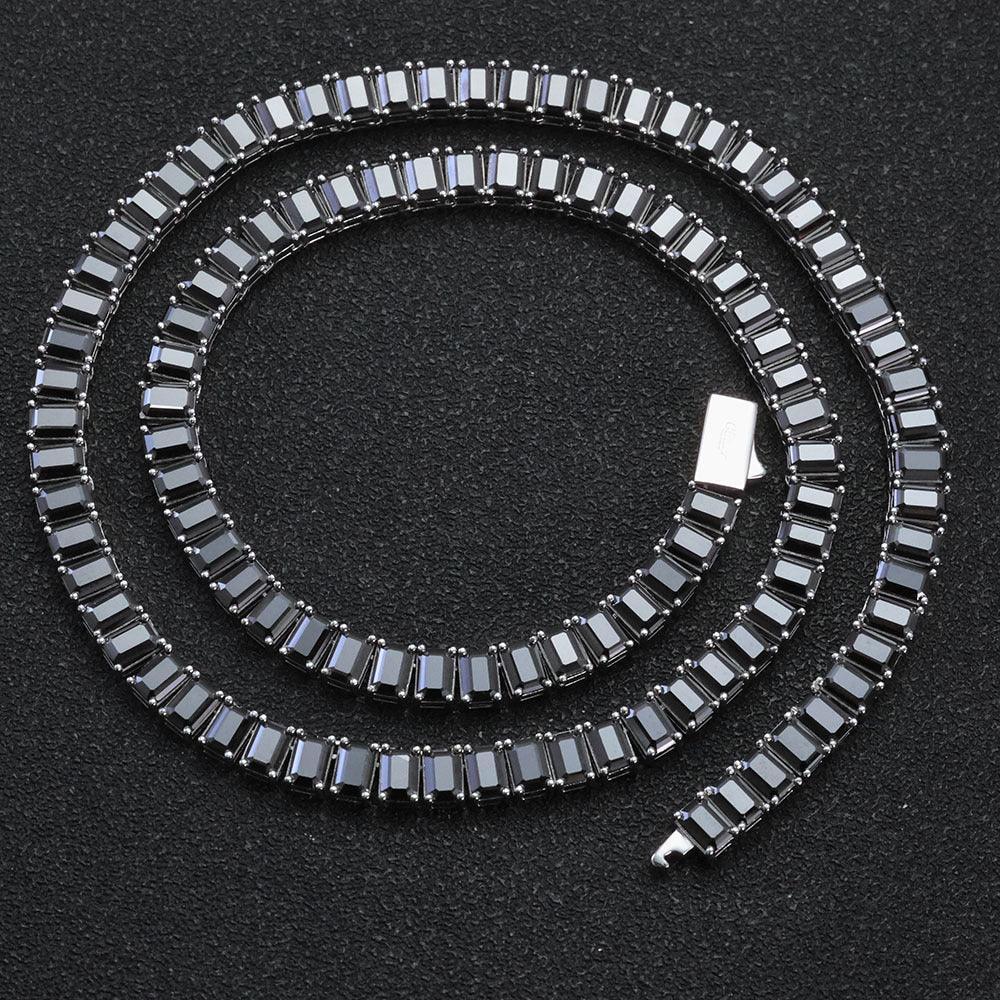 6mm Rectangular Moissanite Tennis Chain Necklace for Women – S925 Sterling Silver Luxury Hip Hop Jewelry - CaratixJewelry