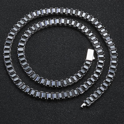 6mm Rectangular Moissanite Tennis Chain Necklace for Women – S925 Sterling Silver Luxury Hip Hop Jewelry - CaratixJewelry