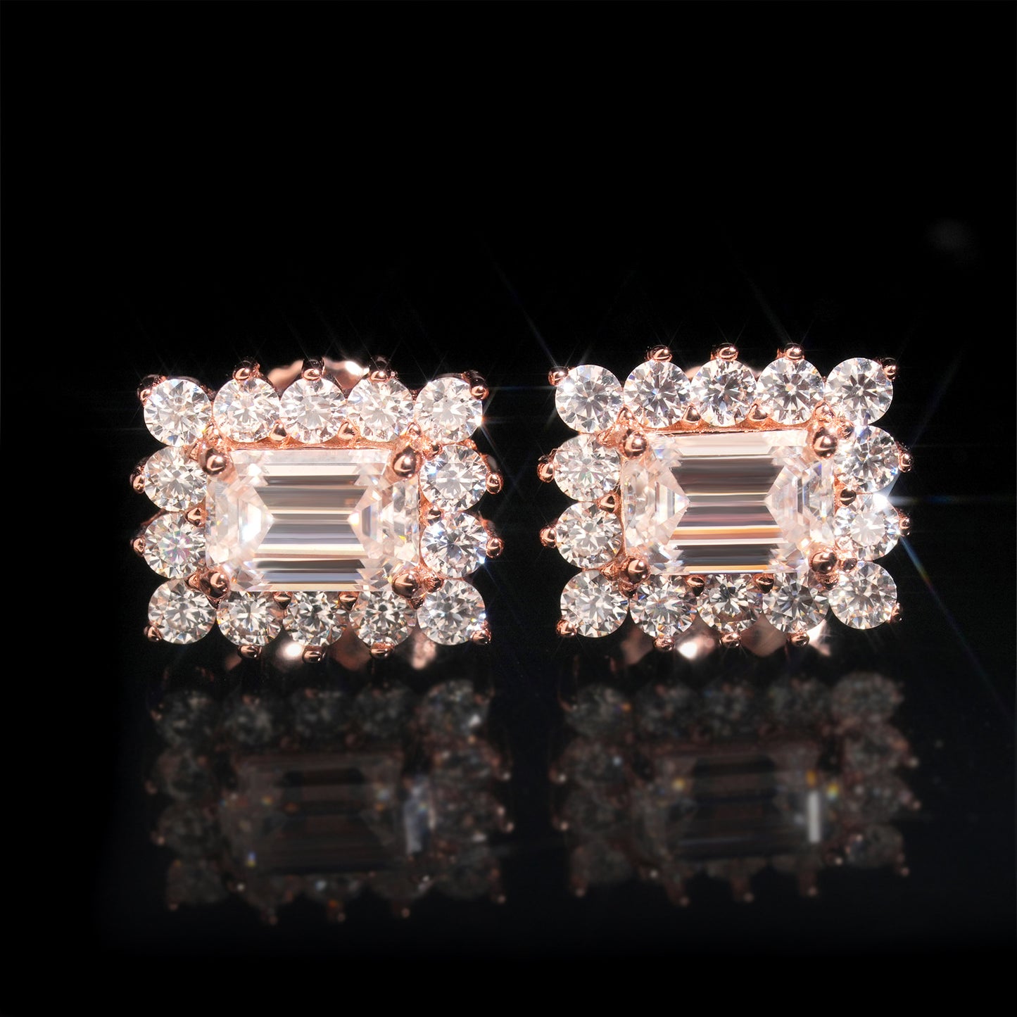 Square Lace Moissanite Stud Earrings - Elegant S925 Silver Geometric Bling | Caratix