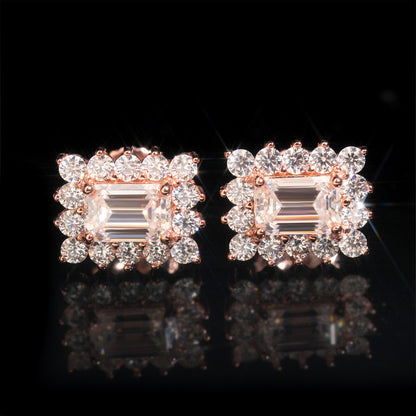 Square Lace Moissanite Stud Earrings - Elegant S925 Silver Geometric Bling | Caratix