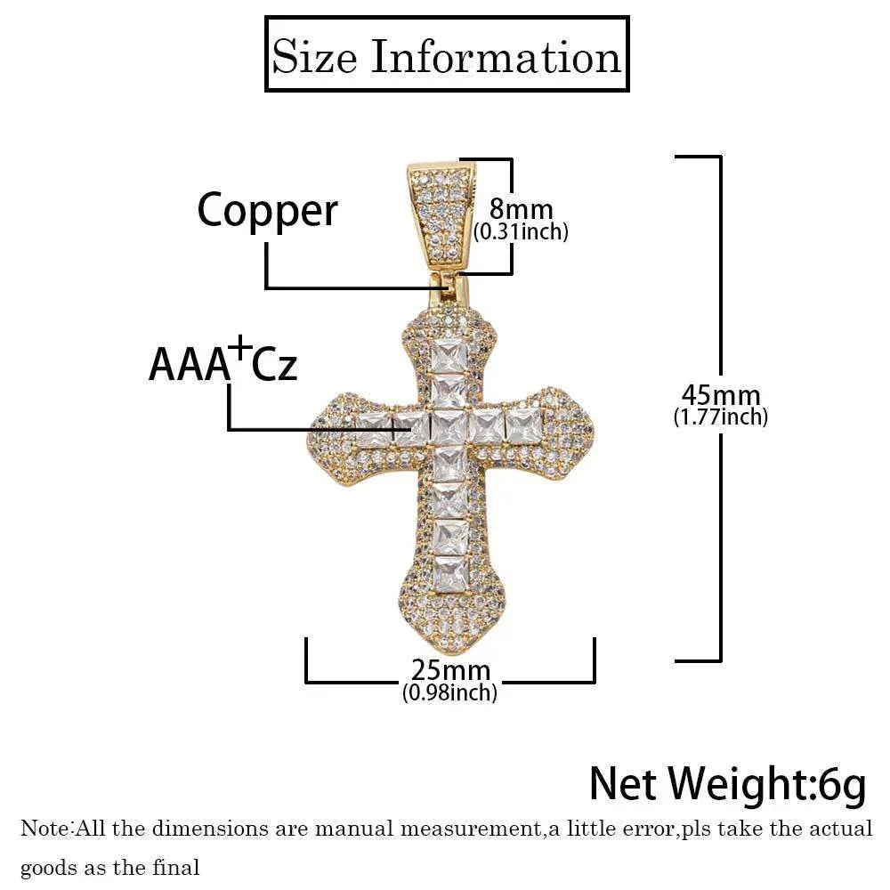 Custom Colored Zircon Cross Pendant Necklace with Full Design for Men and Women | Caratix Jewelry - CaratixJewelry