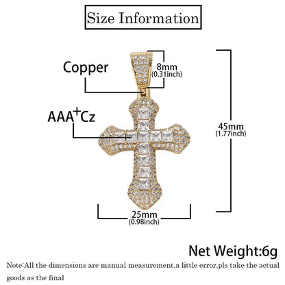 Custom Colored Zircon Cross Pendant Necklace with Full Design for Men and Women | Caratix Jewelry - CaratixJewelry