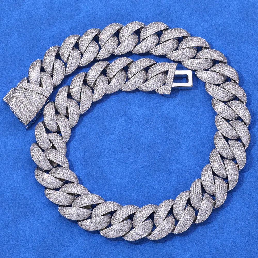 Hip Hop 24mm S925 Silver Bubble Cuban Link Necklace – CZ Stones, Custom Luxury Jewelry for Men | Caratix Jewelry - CaratixJewelry