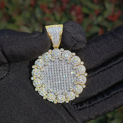 Iced Out Round Disc Pendant Necklace for Men – Hip Hop CZ Streetwear Jewelry - CaratixJewelry