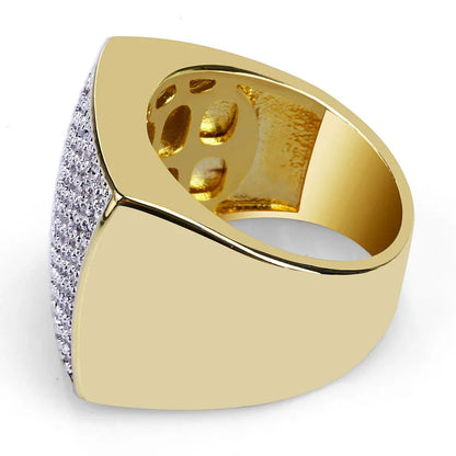 Men's Iced Out Cuban Link Square Ring | Pave Zirconia Band | Caratix