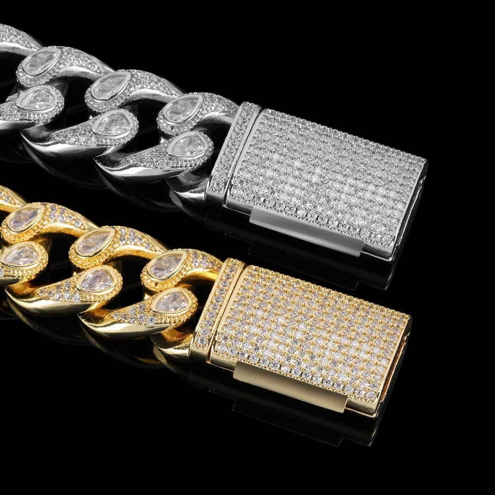 16mm Eyeglass Link Cuban Chain Bracelet Zircon for Men | Caratix Jewelry - CaratixJewelry