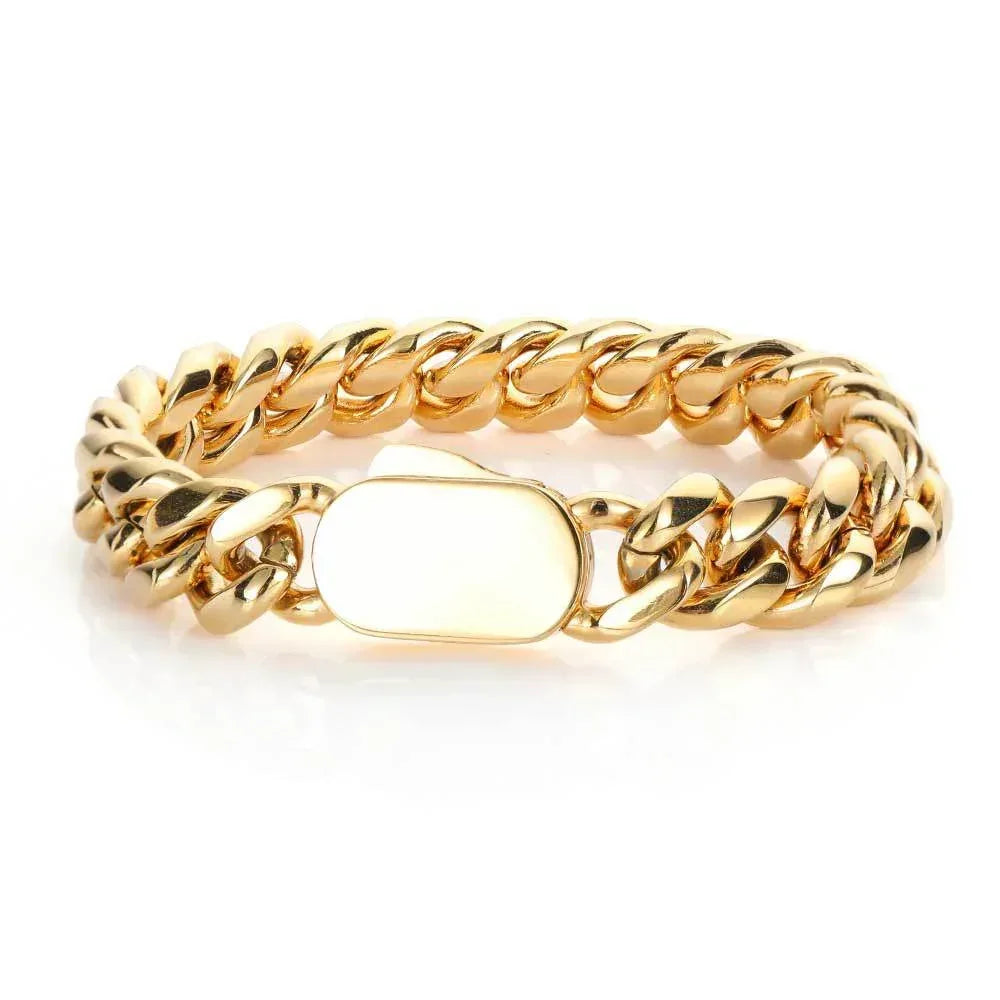 Cuban Link Bracelet with Single Spring Clasp Caratix Jewelry - CaratixJewelry