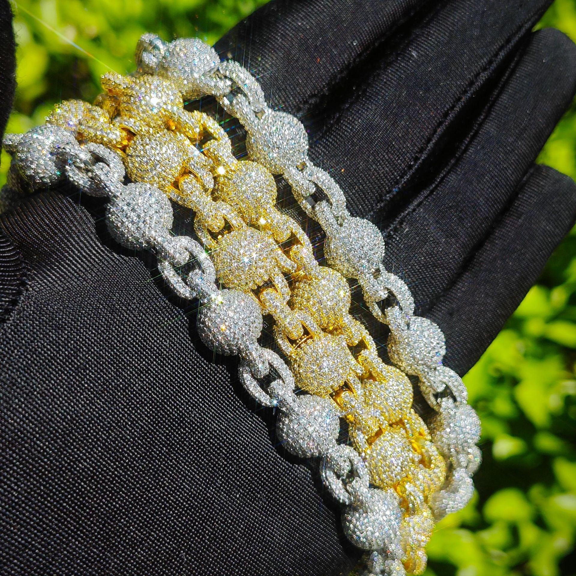 Iced Out Bead Ball Necklace with Copper & Zircon | Street Hip Hop Jewelry | Caratix Jewelry - CaratixJewelry