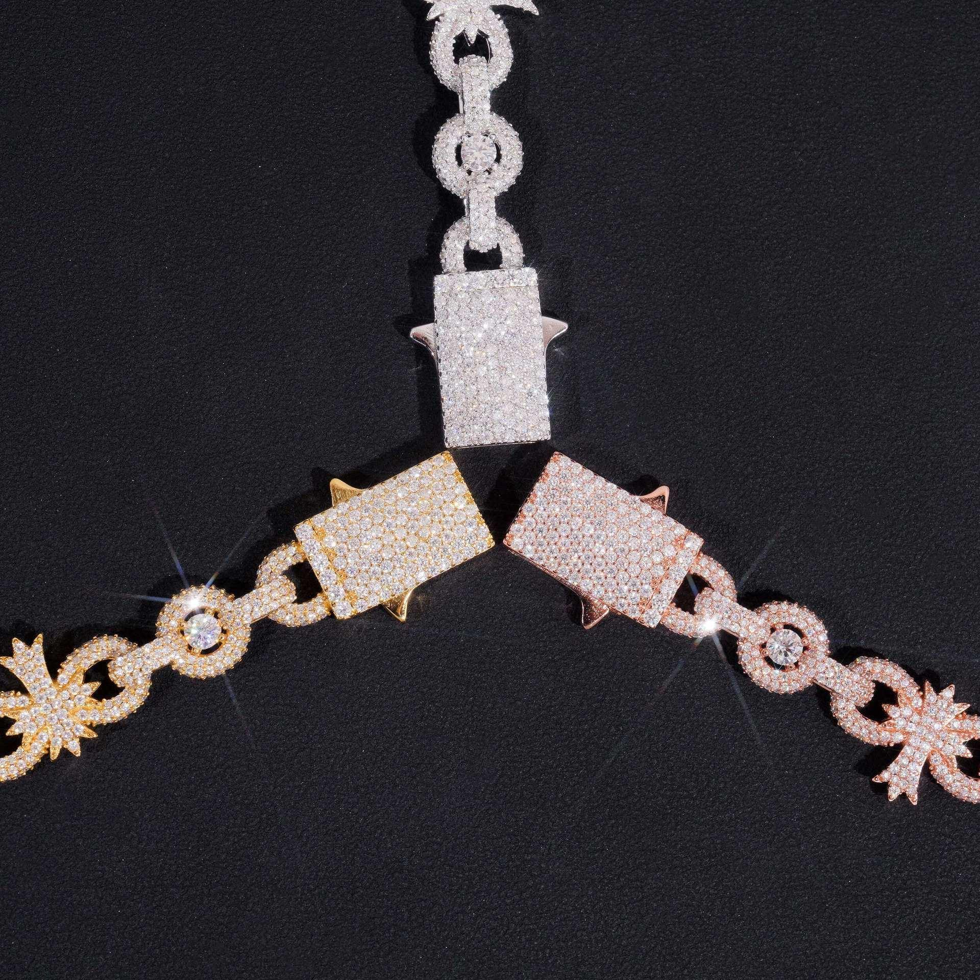 10mm Moissanite Cross Cuban Link Bracelet | S925 Silver Hip Hop Jewelry - CaratixJewelry