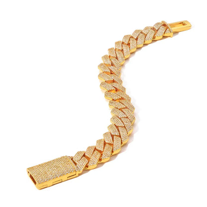 15mm Iced Out Cut Cuban Chain Necklace Quad Row Zircon - CaratixJewelry