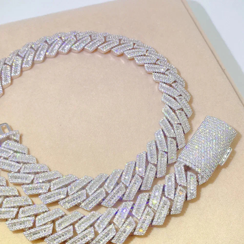 18mm Moissanite Cuban Link Necklace & Bracelet | S925 Silver Iced Out Hip Hop Jewelry - CaratixJewelry
