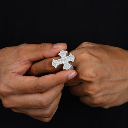 Baguette Moissanite Cross Ring S925 Hip Hop Band | Caratix