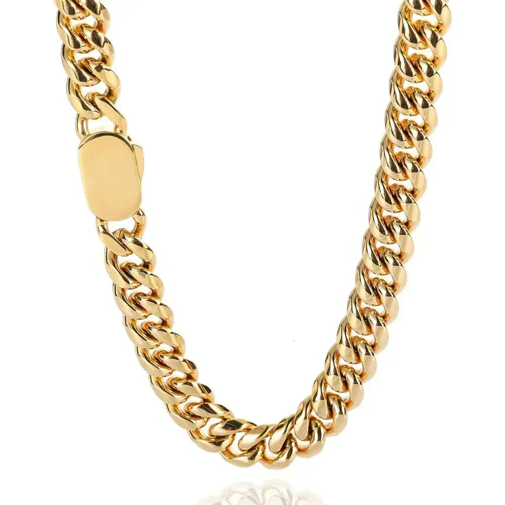 Stainless Steel Cuban Chain Necklace with Spring Clasp Titanium Steel for Men | Caratix Jewelry - CaratixJewelry