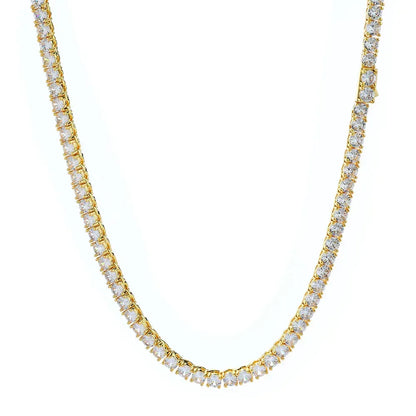 Moissanite Tennis Chain with Spring Clasp – S925 Sterling Silver Hip Hop Necklace for Men - CaratixJewelry