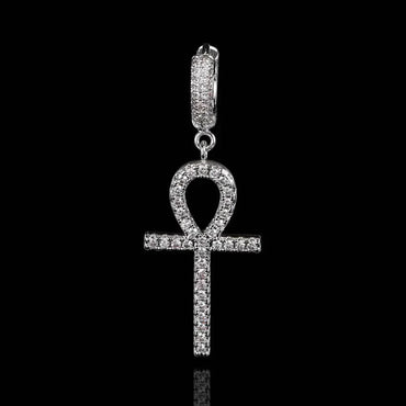 Ankh Key Cross Earrings with Micro-Pave Zircon Stones for Men and Women | Trendy Hip Hop Jewelry | Caratix Jewelry - CaratixJewelry