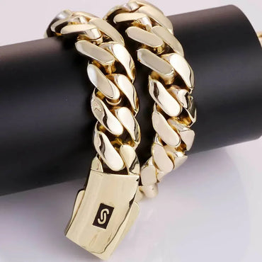 20mm Polished Cuban Link Necklace Gold Chain Rapper Style for Men | Caratix Jewelry - CaratixJewelry