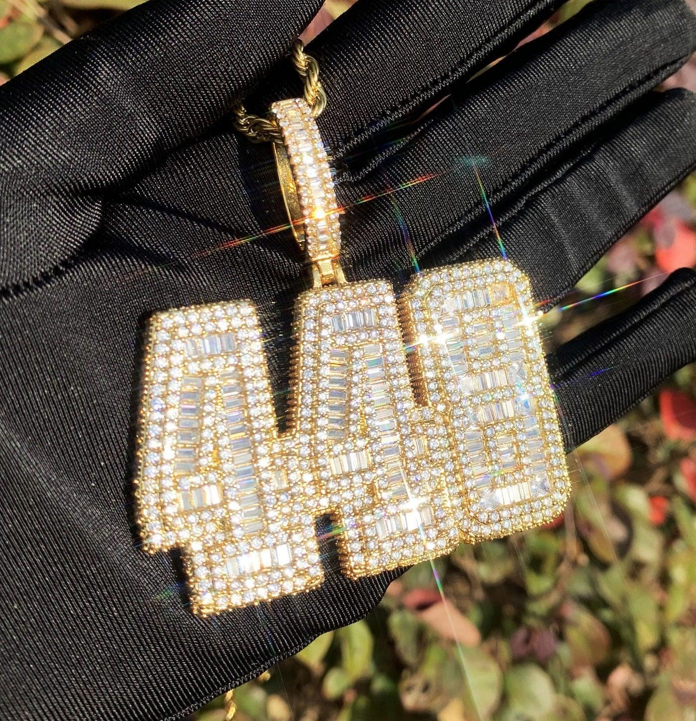 Iced Out 448 Number Pendant | CZ Micro-Pave Hip Hop Streetwear Necklace - CaratixJewelry