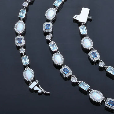 6mm Colored Gemstone Opal Style Chain Necklace Rapper Iced Out Chain for Men | Caratix Jewelry - CaratixJewelry