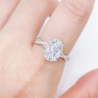 2026 Summer New S925 Silver 3ct Oval Moissanite Ring | 3 Carat D VVS1 Solitaire | Caratix