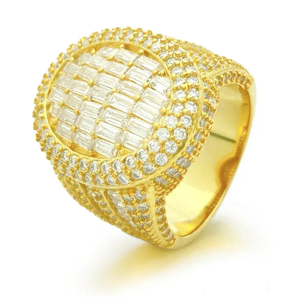 D-Color VVS Step-Cut Moissanite Ring | S925 Silver Unisex Iced Out Hip Hop Jewelry - CaratixJewelry
