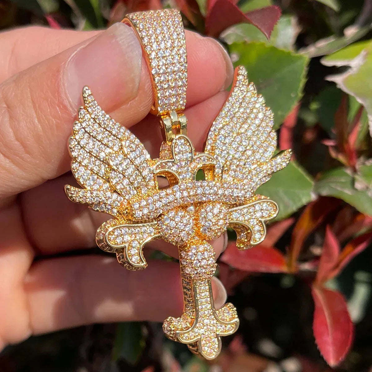 Men's Angel Wings Necklace | Premium Copper CZ Guardian Jewelry - CaratixJewelry