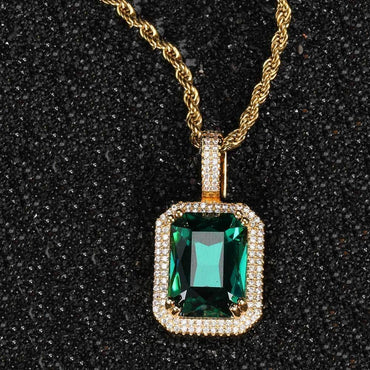 Custom Colored Gemstone Pendant Necklace with Zircon Stones for Men and Women | Caratix Jewelry - CaratixJewelry