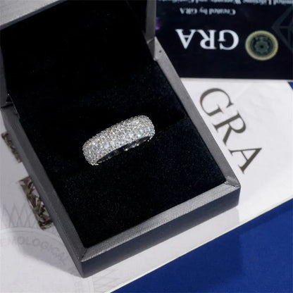Five-Row Moissanite Ring | S925 Silver Unisex Iced Out Hip Hop Jewelry - CaratixJewelry