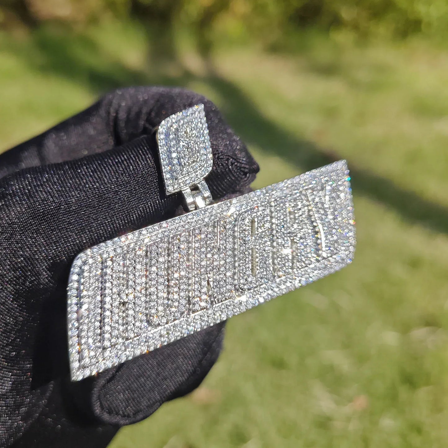 Huncry Letter Pendant Necklace | CZ Iced Out Hip Hop Streetwear Jewelry - CaratixJewelry