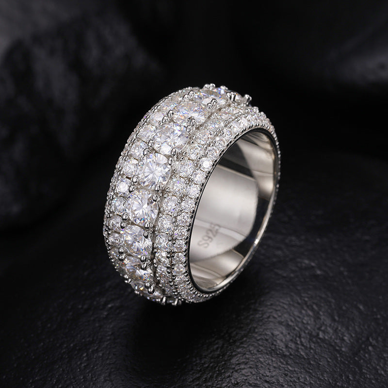 Moissanite Hip Hop Signet Ring 925 Silver Band | Caratix