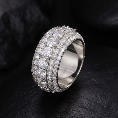 Moissanite Hip Hop Signet Ring 925 Silver Band | Caratix