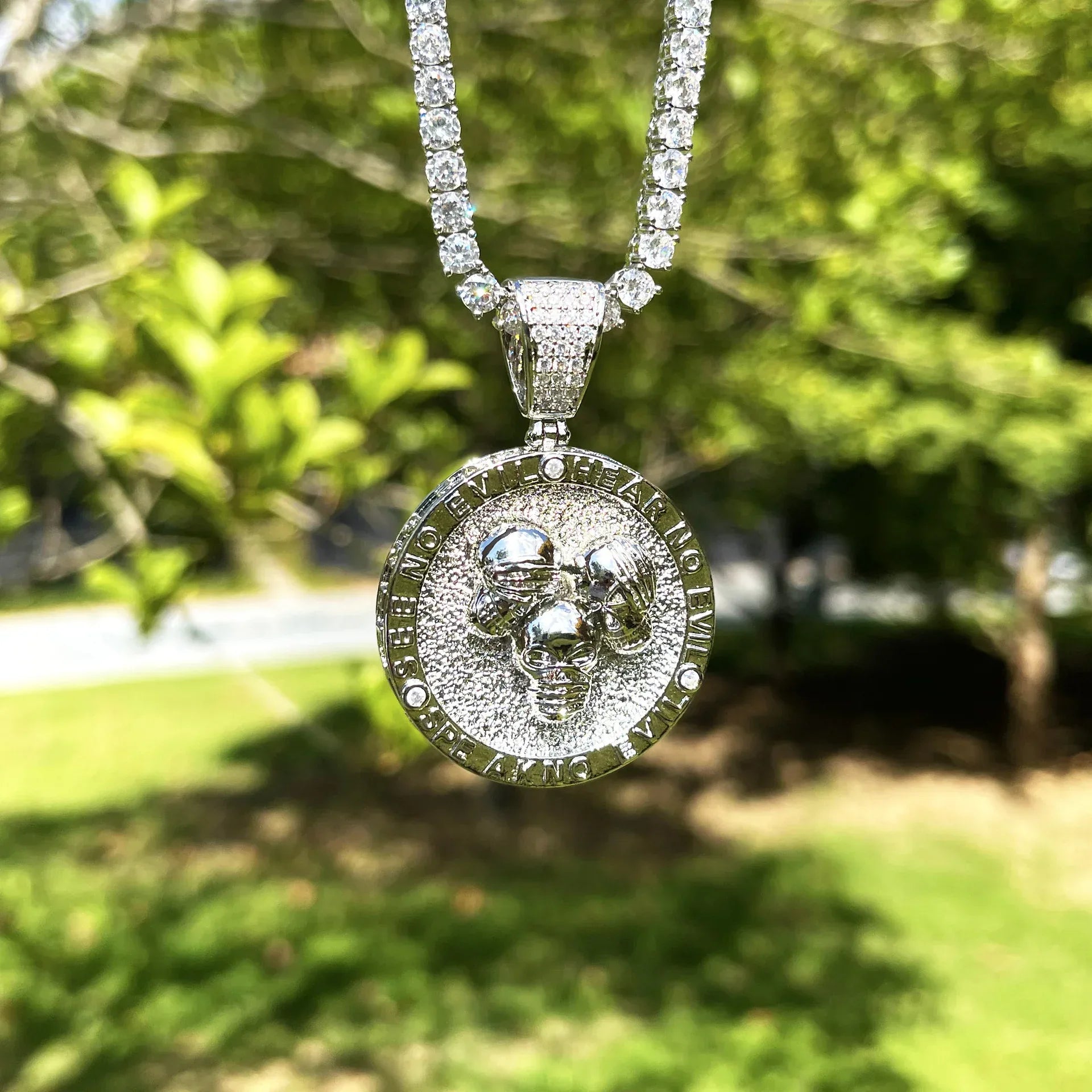 Men's Hardcore Hip Hop Necklace | Premium Copper CZ Skeleton Jewelry - CaratixJewelry