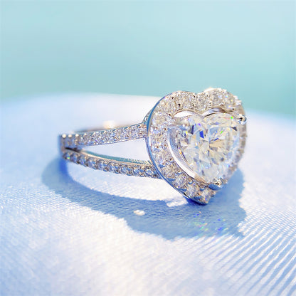 Romantic 1 Carat Heart Shaped Moissanite Ring | S925 Silver D VVS1 Solitaire | Caratix