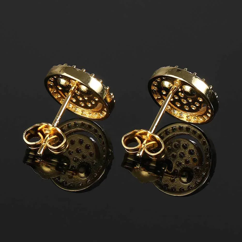 Full Zircon Smile Face Stud Earrings with 925 Silver Pin | Eyefunny 18K Gold Plated Hip Hop Jewelry | Caratix Jewelry - CaratixJewelry