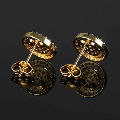 Full Zircon Smile Face Stud Earrings with 925 Silver Pin | Eyefunny 18K Gold Plated Hip Hop Jewelry | Caratix Jewelry - CaratixJewelry