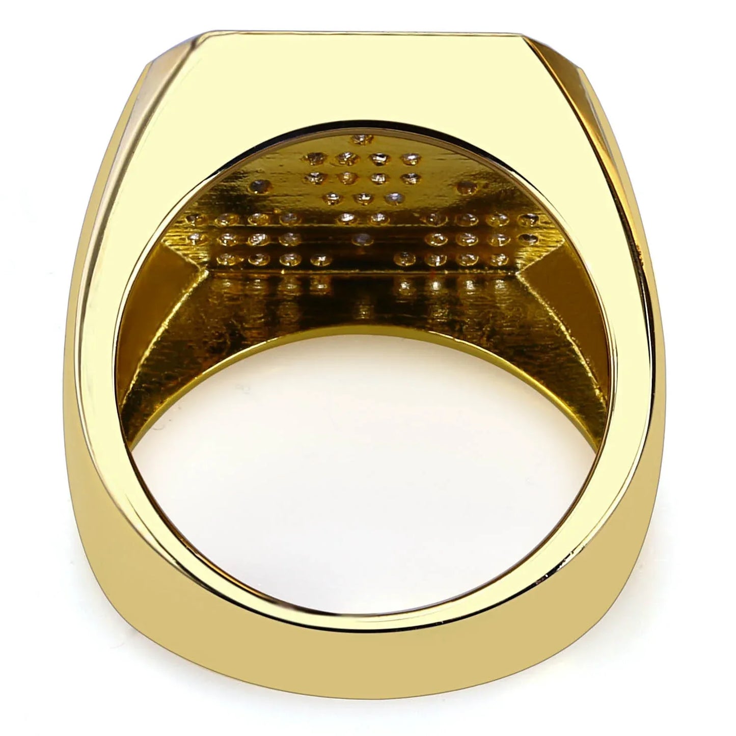 Men's Geometric Iced Out Ring | 18K Gold Plated Zirconia Band | Caratix
