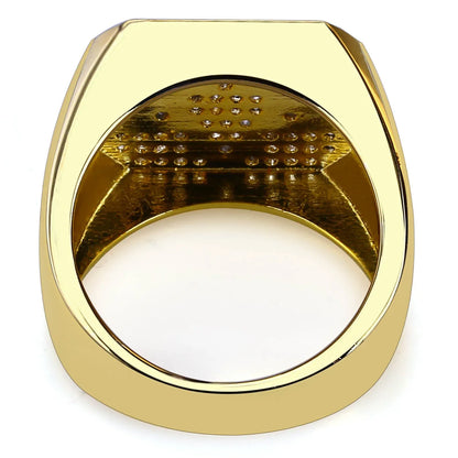 Men's Geometric Iced Out Ring | 18K Gold Plated Zirconia Band | Caratix
