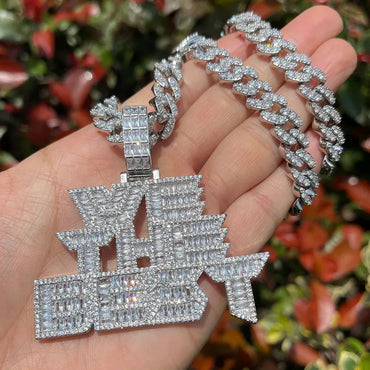 Iced Out "We The Best" Letter Pendant | Men's Hip Hop Slogan Necklace | Premium Copper CZ Motivational Jewelry | DJ Khaled Style Bling | Caratix - CaratixJewelry
