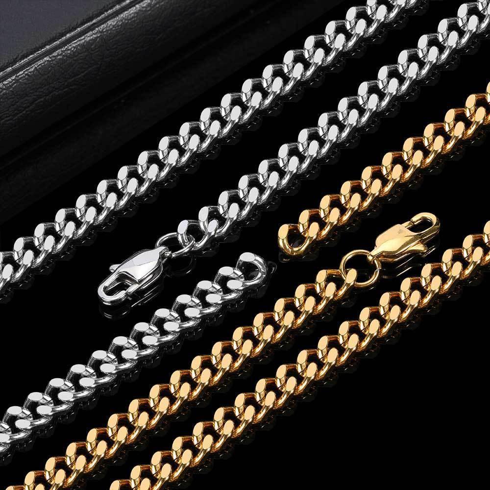 6mm Four-Sided Cut Cuban Chain Necklace with Box Clasp for Men | Caratix Jewelry - CaratixJewelry
