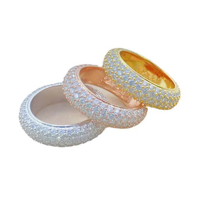 VVS Moissanite 4-Row Iced Out Ring | S925 Silver Unisex Hip Hop Jewelry - CaratixJewelry