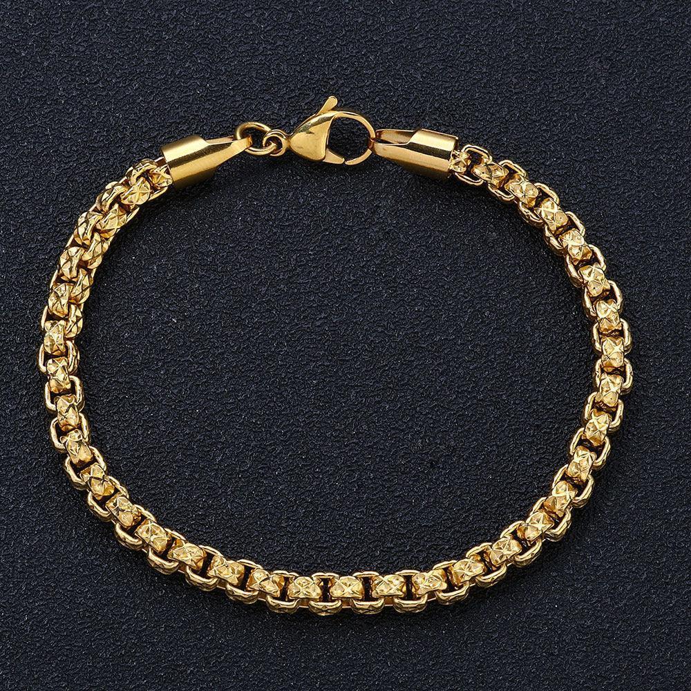 Custom Stainless Steel Square Pearl Gold Chain for Rapper | Caratix - CaratixJewelry