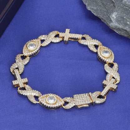 Iced Out Eye Cross Figure 8 Bracelet Zircon Hip Hop Jewelry for Men | Caratix Jewelry - CaratixJewelry