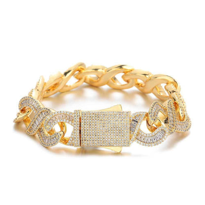 Infinity 8 Link Cuban Chain Bracelet with T-Shaped Zircon - CaratixJewelry