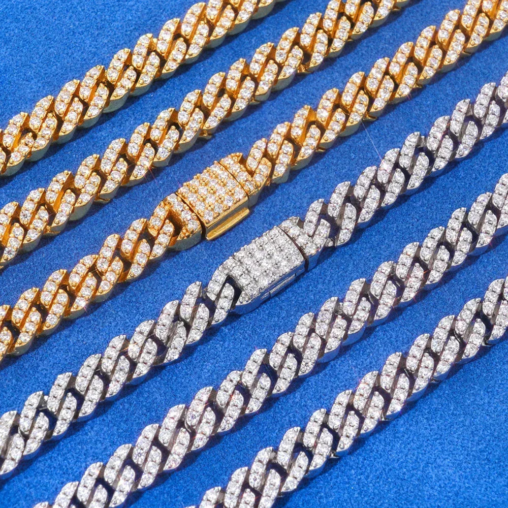 5mm Single-Row Moissanite Cuban Link Chain for Men – S925 Sterling Silver Luxury Hip Hop Necklace - CaratixJewelry