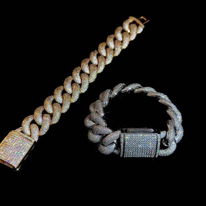 25mm Iced Out Bubble Cuban Bracelet Full Zircon Rapper - CaratixJewelry