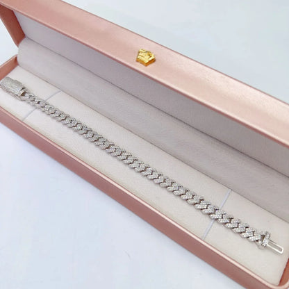 8mm Double-Row Moissanite Cuban Link Necklace | S925 Silver Hip Hop Jewelry - CaratixJewelry