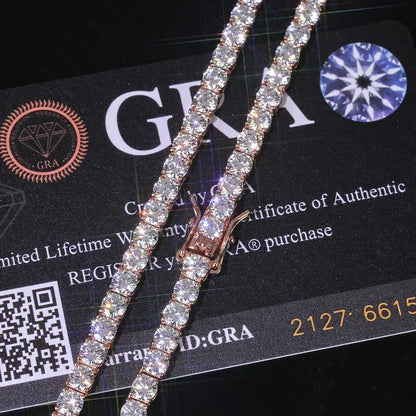 Moissanite Tennis Necklace for Men – S925 Sterling Silver Custom Luxury Hip Hop Jewelry - CaratixJewelry