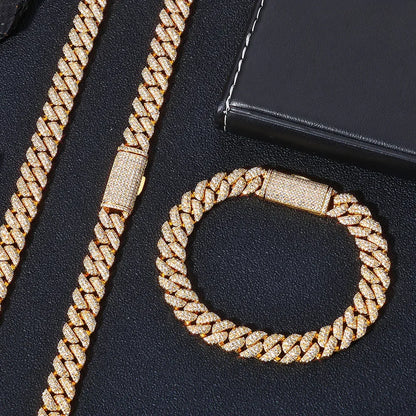 Custom 10mm Triple-Row Iced Cuban Link Gold Chain - CaratixJewelry