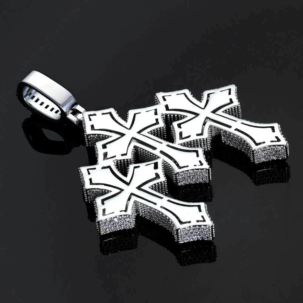 S925 Silver Moissanite Cross Pendant Necklace for Men | Caratix Jewelry - CaratixJewelry