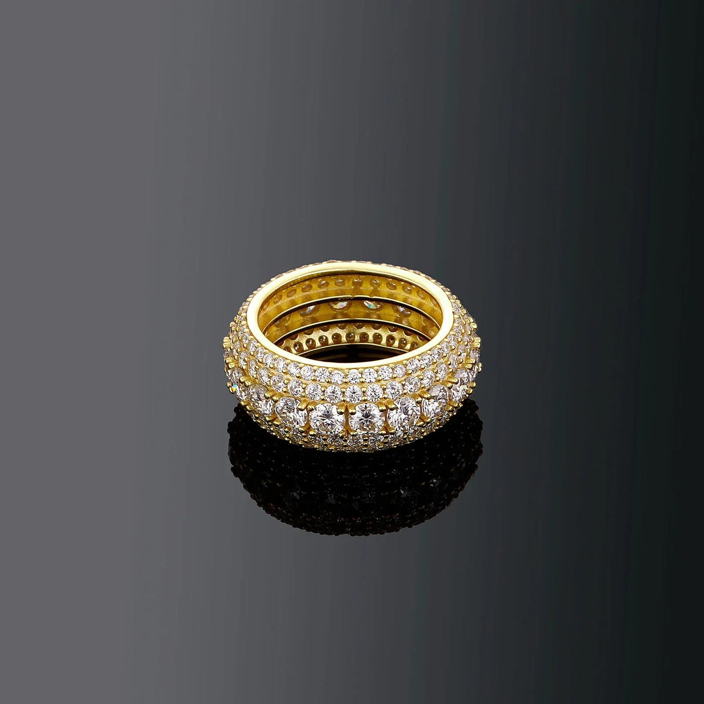 S925 Sterling Silver Moissanite Ring | Men's Iced Out Band Size 7-11 | Caratix