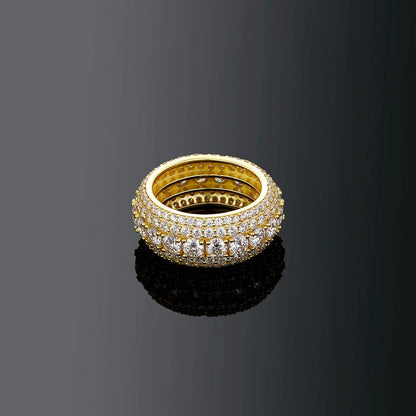 S925 Sterling Silver Moissanite Ring | Men's Iced Out Band Size 7-11 | Caratix